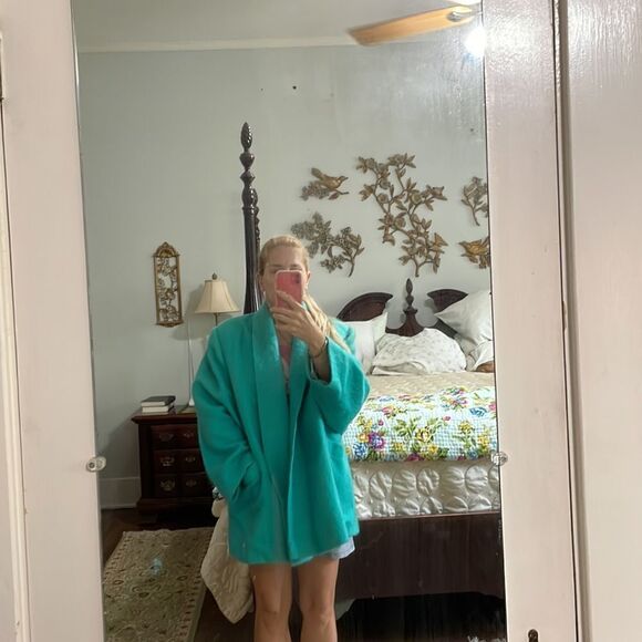 Vtg Fleurette of California green oversized short coat - Picture 7 of 13